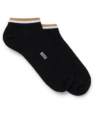 BOSS 2 Pack Uni Stripe Trainer Socks Nos - Black