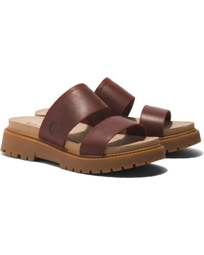 Timberland Clairemont Way Leather Sliders - Brown