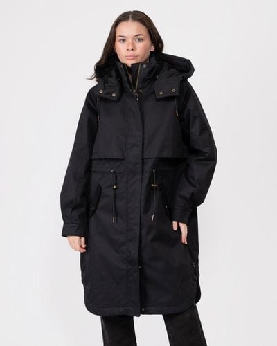 Joules Langford Longline Waterproof Coat With Quilted Lining - Blue