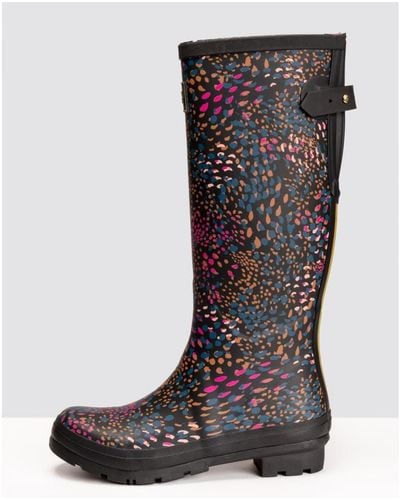 Joules With Adjustable Back Gusset Welly Print - Black