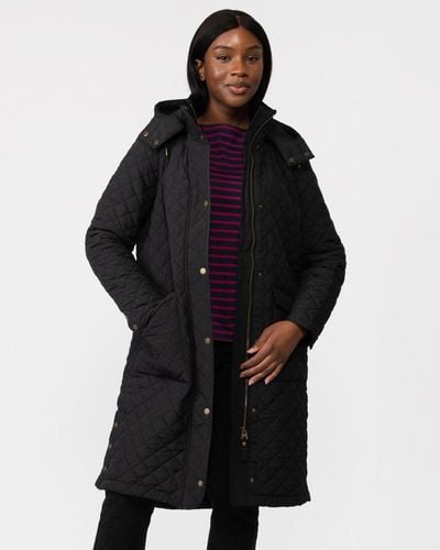 Joules Chatham Hooded Diamond Quilt Coat - Black