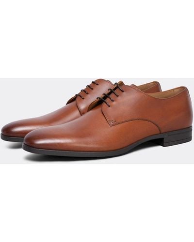 BOSS Kensington Leather Derby Shoes With Rubber Sole Nos - Brown