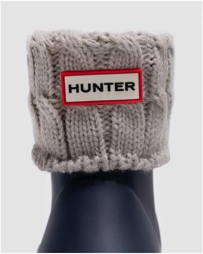 HUNTER Unisex Recycled 6 Stitch Cable Short Boot Sock - Gray