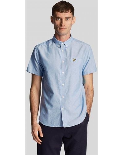 Lyle & Scott Short Sleeve Oxford Shirt - Blue