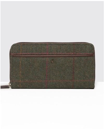 Joules Adeline Leather & Tweed Purse - Green