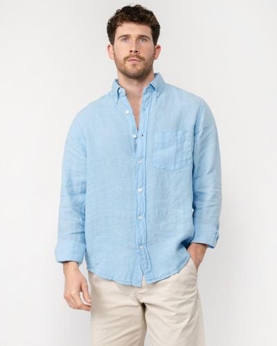 GANT Regular Garment Dyed Linen Shirt - Blue