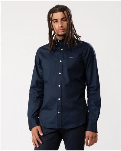 GANT Slim Fit Long Sleeve Pinpoint Oxford Shirt - Blue