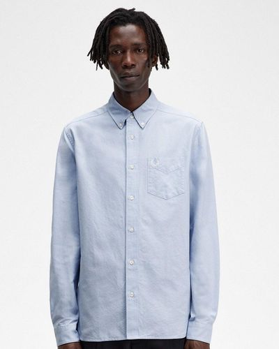 Fred Perry Long Sleeve Oxford Shirt - Blue