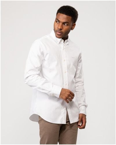 GANT Slim Fit Long Sleeve Pinpoint Oxford Shirt - White