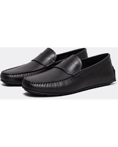 BOSS by HUGO BOSS Noel Nappa-leather Driving Moccasins With Embossed Logo - Black