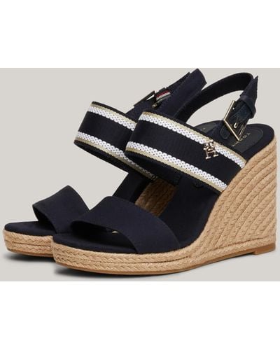 Tommy Hilfiger Webbing High Wedge Espadrilles - Blue