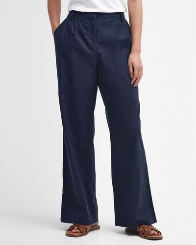 Barbour Somerland Linen Trousers - Blue