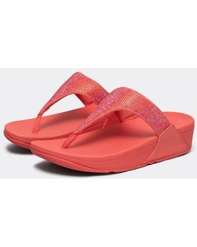 Fitflop Lulu Crystal Embellished Toe-post Sandals - Pink