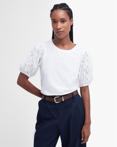 Barbour Longfield Puff Sleeve Top - White