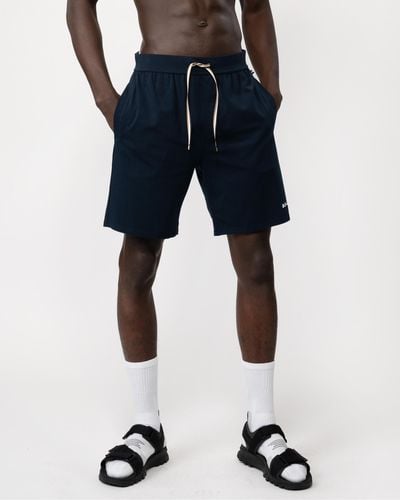 BOSS Unique Stretch-cotton Pajama Shorts With Logo Print - Blue