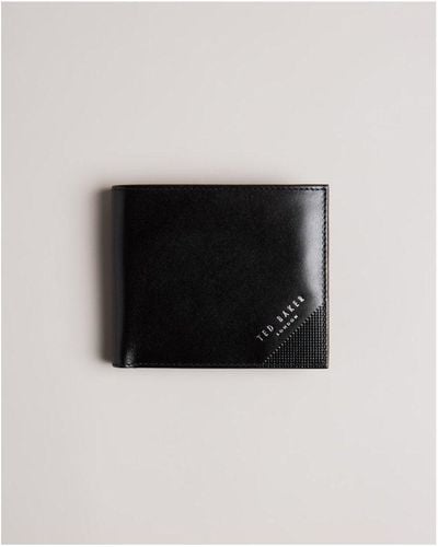 Ted Baker Prugs Embossed Corner Leather Bifold Coin Wallet - Black