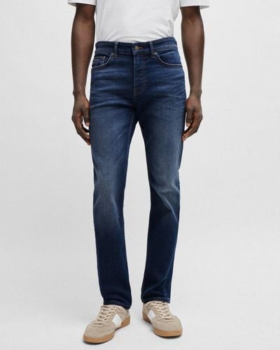 BOSS Delaware Bc-c Slim Fit Jeans In Dark Blue Super-stretch Denim