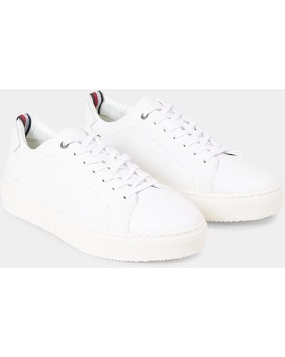 Tommy Hilfiger Premium Cupsole Grained Leather Trainers - Natural