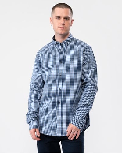 Armani Exchange Long Sleeve Micro Check Shirt - Blue