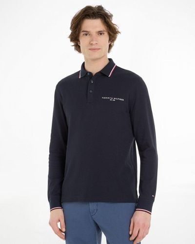Tommy Hilfiger Tipped Place Long Sleeve Slim Fit Polo - Blue
