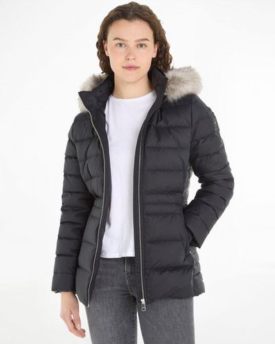Tommy Hilfiger Tyra Faux Fur Poly Down Jacket in Blue | Lyst