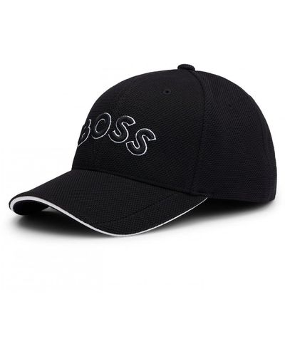 BOSS Cap-us Logo-embroidered Cap In Woven Piqué Nos - Black