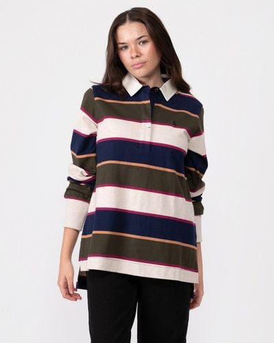 Joules Sammie Striped Rugby Shirt - Brown