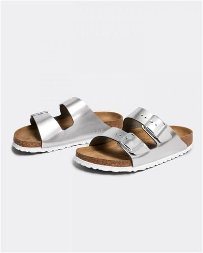 Birkenstock Arizona Soft Footbed Natural Leather Sandals - Metallic