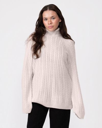 Tommy Hilfiger Cable Knit Roll-neck Jumper - White
