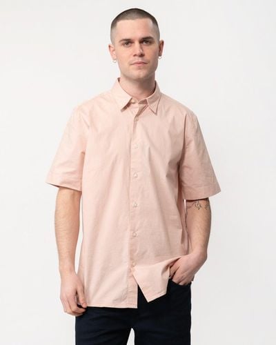 HUGO Ebor Relaxed Fit Stretch Cotton Shirt - Natural