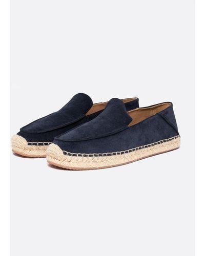 BOSS Madeira Slip-on Suede Espadrilles With Jute Sole - Blue