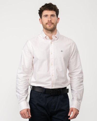 GANT Slim Fit Oxford Banker Stripe Shirt - Natural