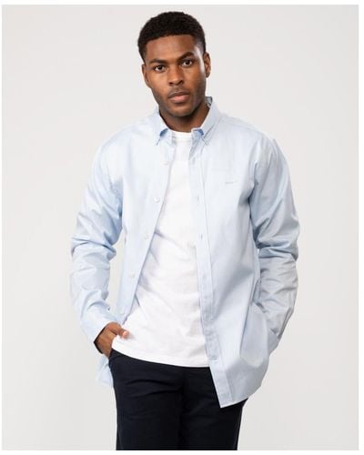GANT Regular Fit Long Sleeve Pinpoint Oxford Shirt - White