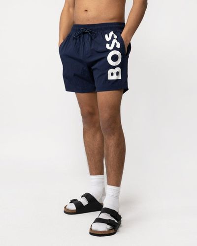 BOSS Boss Octopus Bold Logo Swim Shorts - Blue