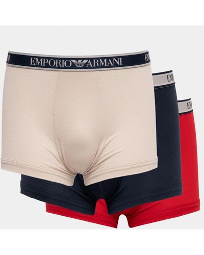 Emporio Armani 3-pack Core Logoband Trunks - Red