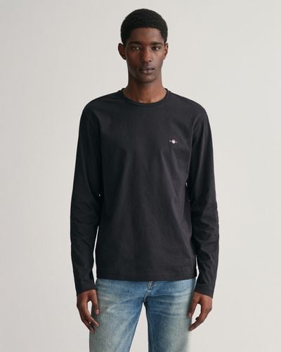 GANT Regular Fit Long Sleeve Shield Logo - Black