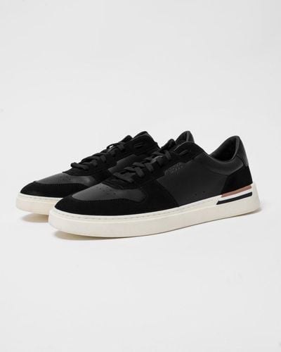 BOSS Clint Cupsole Lace-up Sneakers In Leather And Suede - Black