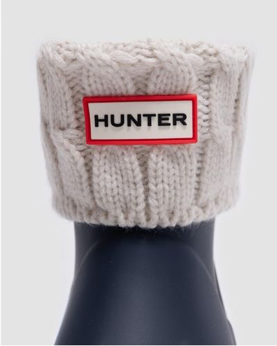 HUNTER Unisex Recycled 6 Stitch Cable Short Boot Sock - Gray