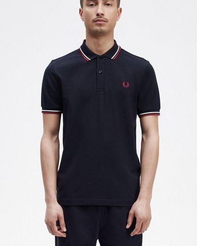 Fred Perry Twin Tipped Signature Polo Shirt Nos - Blue