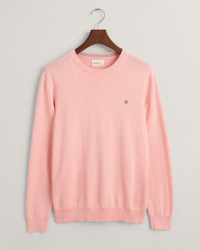 GANT Classic Cotton Crew Neck Sweater - Pink