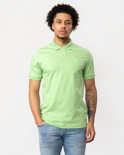 BOSS Passenger Stretch-cotton Slim-fit Polo Shirt With Logo Patch - Green