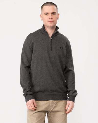 Fred Perry Classic Half Zip Sweater - Gray