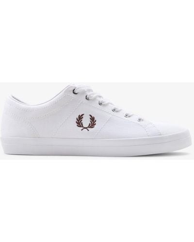 Fred Perry Baseline Twill Leather Sneakers - White