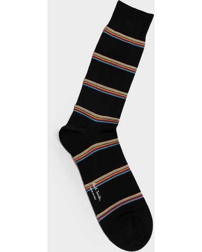 Paul Smith Multi Signature Stripe Socks - Black