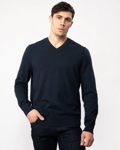 BOSS Asac V V-neck Sweater - Blue