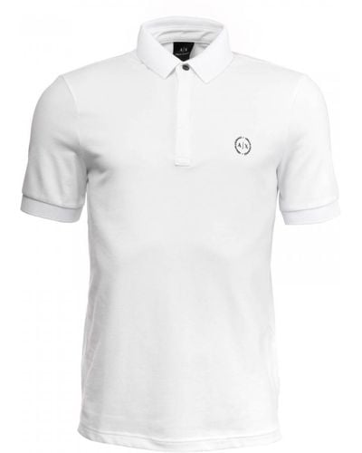 Armani Exchange Short Sleeve Micro Logo Polo Shirt - White