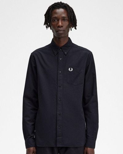 Fred Perry Long Sleeve Oxford Shirt - Blue