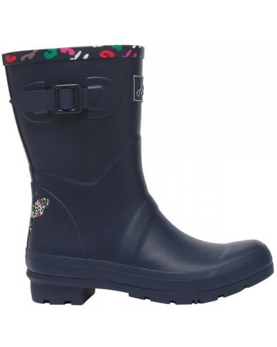 Joules Molly Print Mid Hight Welly - Blue