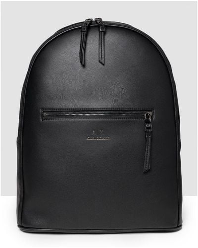Armani Exchange Matte Faux Leather Backpack - Black