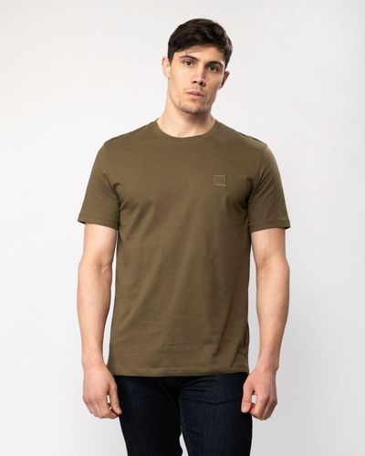 BOSS Tales Cotton-jersey T-shirt With Logo Patch - Green